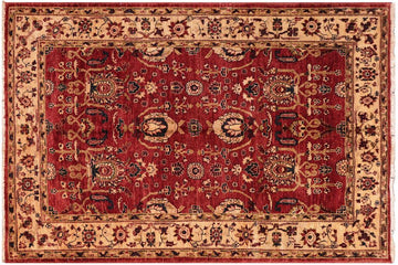 handmade Traditional Kafkaz Chobi Ziegler Red Ivory Hand Knotted RECTANGLE 100% WOOL area rug 5 x 6